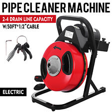 50ftx12 Electric Sewer Snake Drill Drain Auger Cleaner Drain Cleaning Machine