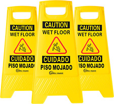 79192 Wet Floor Caution Signs Basic Yellow 3 Pack
