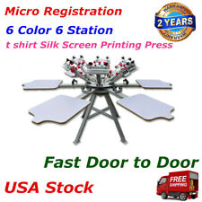 6 Color 6 Station Micro Registration T Shirt Silk Screen Printing Press Machine