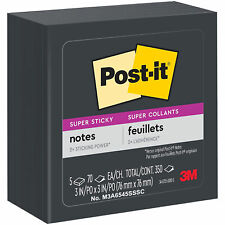 Post-it 654-5sssc Super Sticky Notes Black 3 X 3 Pack Of 5 Pads