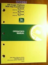 John Deere 890 Auger Platform W Hay Conditioner 14 16 18 Operator Manual 00