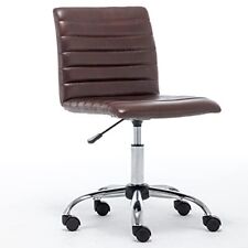 Ribbed Home Office Mid Back Leatherette Task Chair Swivel Height Vintage Brown