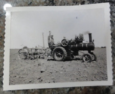 Old Farmer Working On The Farm Riding His Steam Engine Tractor Vintage Photo