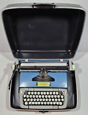 Smith-corona Galaxie Twelve Xii 12 Typewriter Blue W Case Manual - Working