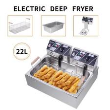 5000w Electric Deep Fryer Dual Tank 12l Home Commercial Restaurant Fry Basket