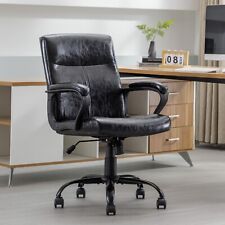 Mid Back Computer Desk Chair Executive Office Chair Rolling Leather Office Chair