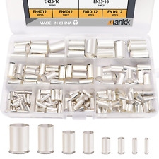 166 Pcs Wire Ferrules Kits Silver Plated Copper Crimp Terminal Connector 8 Sizes