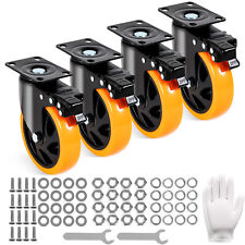 Vevor Caster Wheels Swivel Plate Casters 4 Pack 5 Heavy Duty With Locking Brake