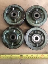 V-groove Track Wheels 4x1 12 Cast Iron With Roller Bearings Set Of 4