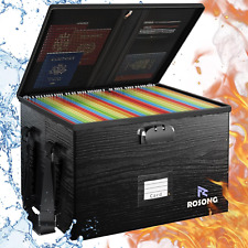 Fireproof Document Box File Organizer - Portable Locking Filing Storage Box With