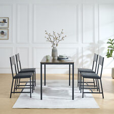 5 Pieces Dining Table Set Industrial 4 Pu Soft Chairs Home Kitchen Restaurant Us