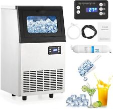 110lbs24h Commercial Ice Maker Under Counter Ice Cube Machine 18lbs Storage