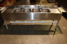 Krowne Metal 4 Compartment Stainless Bar Sink 19d W Two 12 Drainboards Used