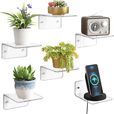 6 Pack Small Acrylic Floating Shelves Wall Mounted For Plants Toys Figures