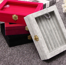 Velvet Clean Ring Earring Jewelry Display Organizer Box Tray Holder Storage Case