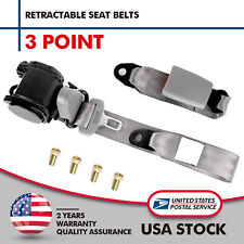 1pcs Universal Adjustable 3 Point Retractable Auto Car Seat Lap Belt Kit Gray