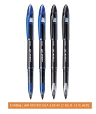 4x Uni-ball Air Uba188m 0.5mm Roller Ball Pen 2 Blue Ink2 Black Ink