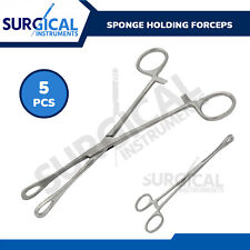 5 Pcs Sponge Forceps Surgical Gynecology 9.50 Straight Body Piercing German Gr