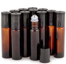 12 Pack10 Ml Amber Glass Essential Oil Roller Bottle Removable Metal Roller