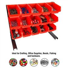 15 Bin Storage Rack Garage Tools Nuts Bolts Organization Table Top Crafts