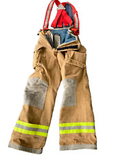 1991 Janesville Lion Firefighter Apparel Turnout Bunker Pants 34l W Red Suspend