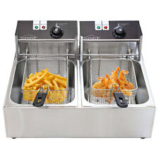 12 Liter Stainless Steel Dual Tank Commercial Countertop Deep Fryer Machine 110v