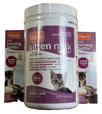 Hartz Powdered Kitten Milk Replacer Formula 11 Oz 2 Newborn Pet Nursing Bottles