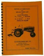 Allis Chalmers Moldboard Pick-up Plow Setting Up Repair Parts Manual