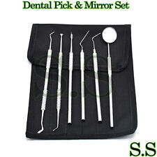 6 Pcs Dental Pick Mirror Set With Case Instrument Oral Kit Pr-288