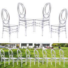 4 Pcs Clear Chairs Patio Chairs Stackable Banquet Chairs For Outdoor Events