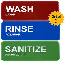 Wash Rinse Sanitize Signs 8.5x2.75 3 Signs