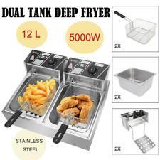 5000w 12.7qt Electric Deep Fryer Dual Tank Frying Cooking Machine Commercial 12l