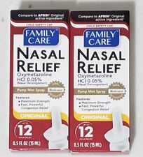 Set Of 2 Original Family Care Nasal Relief Oxymetazoline Hci 0.05 With Menthol