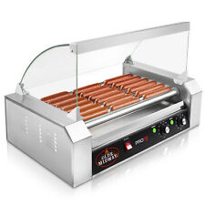 Commercial Electric 18 Hot Dog 7 Roller Grill Cooker Machine With Cover