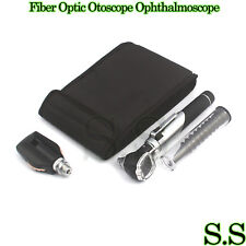 New Fiber Otoscope Ophthalmoscope Examination Led Diagnostic Ent Set Kit-black