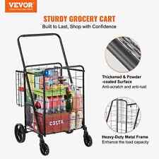 Folding Shopping Cart Jumbo Grocery Heavy Duty Utility Cart With Double Baskets