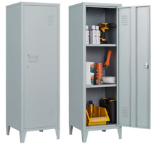 Metal Locker Storage Cabinet With Lock-50 Steel Cabinets 3 Shelves Grey