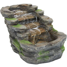 Shale Falls Outdoor Water Fountain With Led Lights - 13.75 In By Sunnydaze