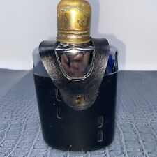 Griffon Vintage Glass Flask W Black Leather Case Made In Usa Empty