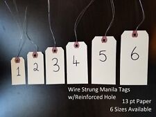 Wired Manila Tag Reinforced Inventory Shipping Hang Label Stock Size 1 2 3 4 5 6