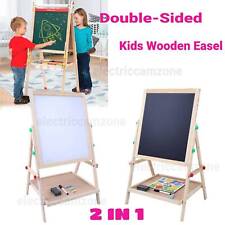 Kids Wooden Easel -double Sided Drawing Board Whiteboard Chalkboard Boys Girls
