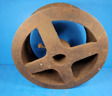 Flat Belt Pulley Wheel Cast Iron Flywheel Industrial 11 34 Total Dia. Antique