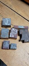7 Vintage Liberty Bell Uncle Sam Mixed Lot Printers Block Typeset Antique Stamp