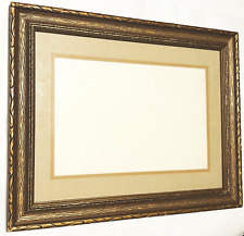 Antique Carved Wooden Frame Rectangular 14 H X 18 W With Glass And Matte