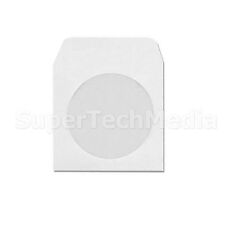 100 Cd Dvd White Paper Sleeves With Flap Clear Window Ship From Usa