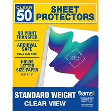 50 Pack Standard Weight Clear Sheet Protectors Acid Free Archival Safe 8....