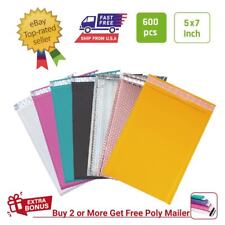 000 500 Pcs 5x7 In Poly Paper Kraft Air Bubble Mailers Padded Envelopes Bags