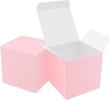 25 Pcs Pink Paper Gift Boxes Small Candy Boxes Bulk 3x3x3 Inch Gift Box With L