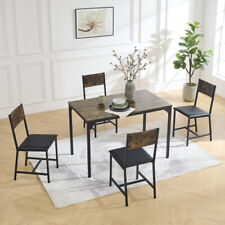 5 Pieces Dining Table Set Modern 4 Pu Soft Chairs Home Kitchen Restaurant Brown