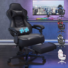 Massage Gaming Chair Ergonomic Office Chair W Lumbar Support Footrest Headrest